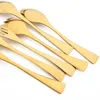 Dinnerware Sets 1pc 304 Stainless Steel Tableware Gold Steak Knife Service Fork Spoon Cutlery Salad Butter Flatware