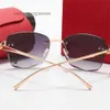 Lunettes de soleil de designer Cadre polarisé en gros Carti Femme Designers Tête de léopard Jambe en bois sans cadre Marque Sun Glasse Sungla pour W Miroir Fa Lecture