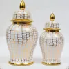 Butelki ceramiczne ogólne zbiornik galwanizowany złoty wazon porcelanowy dekoracja rękodzieła imbirowy garnek chiński przywracanie starożytnych dróg butelka