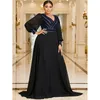 Plus Size V Neck Stripe Sequined Chiffon Dress 5xl 6xl Big Size Black Maxi Long Sleeve Spring Gold Stripe Luxury Evening Dresses 240130