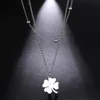 Skyrim – collier porte-bonheur trèfle à quatre feuilles, en acier inoxydable, couleur or, breloques pour femmes et filles, bijoux à la mode, vente en gros, chaîne à Double clavicule