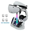 För PS VR2 Magnetiska absorption Rainbow Laddningsstativ Handtag med färgglad RGB -ljus kan lagra glasögon HEADSET VR2 -laddare 240126