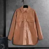 Kvinnors blusar Löst fit Women Jacket Breattable Stylish Mid Length Cardigan Coat Windproof Faux Leather Lapel för våren