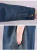 Dżinsowa kurtka kobiet 2023 Jesienna luźna solidna klapa pojedyncza piersi trencz z długim rękawem dla kobiet odzież długi płaszcz dżinsowy 240125