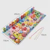 3D Wooden Blocks Childrens Montessori Magnetic Fisheting Board Number Number Matter Locking Colls Baby Educational Toy Gift 240118