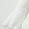 Blusas de mujer elegante encaje Floral blusa blanca cuello redondo manga tres cuartos camisa de mujer Casual túnica femenina Top