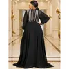 Plus Size V Neck Stripe Sequined Chiffon Dress 5xl 6xl Big Size Black Maxi Long Sleeve Spring Gold Stripe Luxury Evening Dresses 240130