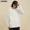 250 GSM 88 oz 100% Cotton Plain Long Sleeve T -shirt med Pocketspring Fall Overized Tee Menunisex Loose Hip Hop Tshirt Women 240202