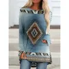 Autumn Ethnic Clothing 3D Pattern Print Tops Långärmad tshirts Women's Fashion Overized T Shirt Woman Female Tees Clothing 240118