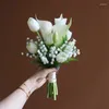 Fleurs De Mariage NZUK Blanc Calla Lily Demoiselle D'honneur Simple Tenant Bouquet Da Sposa Pour La Mariée Ramos De Flores Para Novias