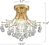 Żyrandole nowoczesne złoto kryształowy półpchnięcie montowanie żyrandol oświetlenie sufit Lampa światła do jadalni w łazience sypialnia salon