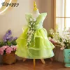 Stage Wear Traje Infantil Pettiskirt Desempenho Meninas Verde Mori Estilo Princesa Vestido Vestido