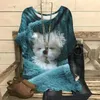 Dames T-shirts Lente en zomer Casual shirt 3D Leuke hond Print Losse korte mouw O-hals Mode Kleine frisse Harajuku Dames T-shirts