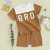 Ensembles de vêtements pour bébés garçons, vêtements d'été, 2 pièces, t-shirt à manches courtes et short à taille élastique, tenue assortie Bro