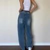 Rimocy Blue Blue Baggy Bargy Women Grunge Y2K High Weist Wide Leg Dener Brouly Woman Woman