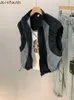 Ropa Mujer Fashion Vest för kvinnor Patchwork denim Kontrast Color Waistcoat Casual Korean Y2K Tanks Chalecos Para 240123