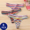 Kadın Panties 3pcs/Set Sexy G-String Thongs Sakinsiz kadın iç çamaşırı çizgili T-BACK ALT BILDE LINGERIE Tangas Drop 3pc