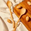 Cuillères à café en bois de hêtre, Design créatif, fait à la main, manche en forme de branche, beau Dessert, crème glacée