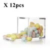 Emballage cadeau Boîte à bonbons haute transparence Creative Square Flip Design Stockage de collations pratiques pour les fêtes de mariage 12pcs