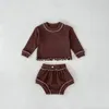 Clothing Sets Spring Baby Set Of 2 Pieces For Boys And Girls With Contrasting Wooden Ear Lock Top Triangular Pants