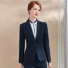 Calças femininas de duas peças izicfly outono primavera estilo preto uniforme de escritório conjunto de negócios para mulheres calça e blazer elegante roupa de trabalho