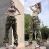 Camouflage Micro Flare Pants Fashionable Streetwear Camo Cargo Pants For Male Slim Fit Trousers Women Baggy Casual Clothes 240202