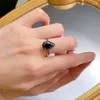 Cluster Rings Springlady 925 Sterling Silver 7 11 mm Pear Cut Lab Black Sapphire High Carbon Diamond Gemstone Women Ring Smycken