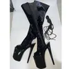 LAIJIANJINXIA танцевальная обувь с открытым носком, женские мотоциклетные ботинки, обувь на тонком каблуке со шнуровкой, сексуальные сапоги выше колена для ночного клуба, танцевальные ботинки 240119