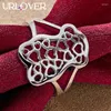 Cluster Rings 925 Stamp Silver Color Hollow Heart Little Bear Ring for Women Fashion Jewelry Christmas Party Wedding Accessories