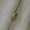 Anelli a grappolo 2.3g Un pezzo di moda creativa zircone intarsiato catena di gioielli per le donne Argento sterling 925 oro 18 carati aperto