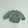 8435 Inverno Neonate Ragazzi Pile Velluto Caldo Manica lunga Top Primavera Bambini Sweatershirt Dinosauro Stampa Felpe con cappuccio 240129