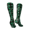 Men's Socks Christmas Black Green Plaid Novelty Ankle Unisex Mid-Calf Thick Knit Soft Casual