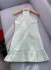 Casual Dresses 2024 Women Tweed Sleeveless Short Dress Summer Diamond Decoration Pleated A-Line Elegant High Street Design Sexy