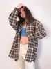 Mnealways18 Vintage Plaid Donna Allentato Percalle Camicetta Femminile Primavera 2024 Button Top Shacket Camicie Lunghe Oversize Signore 240123