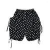 Women's Pants Imakokoni Polka Dot Black Lace-up Elastic Leg Shorts Summer Thin Quarter 234184