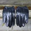 Mens Genuine Leather Gloves Thin Thick Plush Warm Sheepskin Full Finger Touch Screen Driving Winter S2580 240201