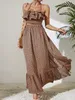 Kvinnor Summer Casual Floral Print Kjol Set Sexig ärmlös kort remmar Elastisk hög midja maxi Chic Two Piece kostymer 240124