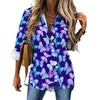 Damesblouses Paarse vlinderblouse Vrouw Dierenprint Koreaanse mode Losse zomer Lange mouw Trendy shirt Grafische top Groot formaat