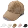 Ball Caps 2024 Fashion Faux Raccoon Hair Baseball Cap Winter Fur Warm Hats Women's Visor Beanies Hat