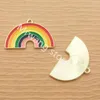 Charms 10pcs Rainbow Charm For Jewelry Making Enamel Necklace Pendant Diy Craft Supplies Metal Materials Earring Keychain Accessories