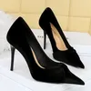 Kleid Schuhe Frauen 10 cm High Heels Abend Pumps Hochzeit Braut Samt Stiletto Dame Grün Schmetterling Schleife Große Größe