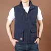 Mens Thin Tooling Loose Quick Drying Vest Outdoor Sports Coat Multi Pocket Stand Collar Spring Camping Fishing 240202