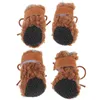 Dog Apparel Snow 4 X 4cm Plush Shoes Anti- Protector Winter Outdoor Walking For Cat Brown 4pcs