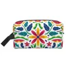 Sacos cosméticos coloridos flores mexicanas arte armazenamento portátil grande capacidade saco de viagem maquiagem ideal para bolsa de higiene pessoal