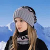 Berretti da donna inverno caldo cappello lavorato a maglia paraorecchie guanti di lana sciarpa set da donna per ragazzi