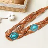 Belts Simple Unique All-match Turquoise Wide Wooden Bead Woven Belt Women Waist Chain Bohemian Ethnic Style