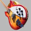 Cherry Sunburst 360 330 12 strängar Maple Top Jazz Electric Guitar Semi Hollow Body, Single F Hole, Triangle Pearl Inlay, 2 Ingång Jacks