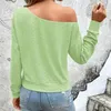 Blusas femininas senhora roupas diárias superior elegante um ombro manga longa pulôver macio respirável casual primavera/outono camiseta