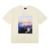 Niche beauté tendance limitée Tom Fabia nuage mer imprimé ample décontracté hommes et femmes polyvalent à manches courtes T-shirt