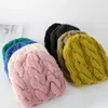 Boinas Grueso Pequeño Twist Punto Lana Beanie Hat Mujeres Jersey Otoño Invierno Versátil Tamaño Grande Más Grueso Marea Floja Frío